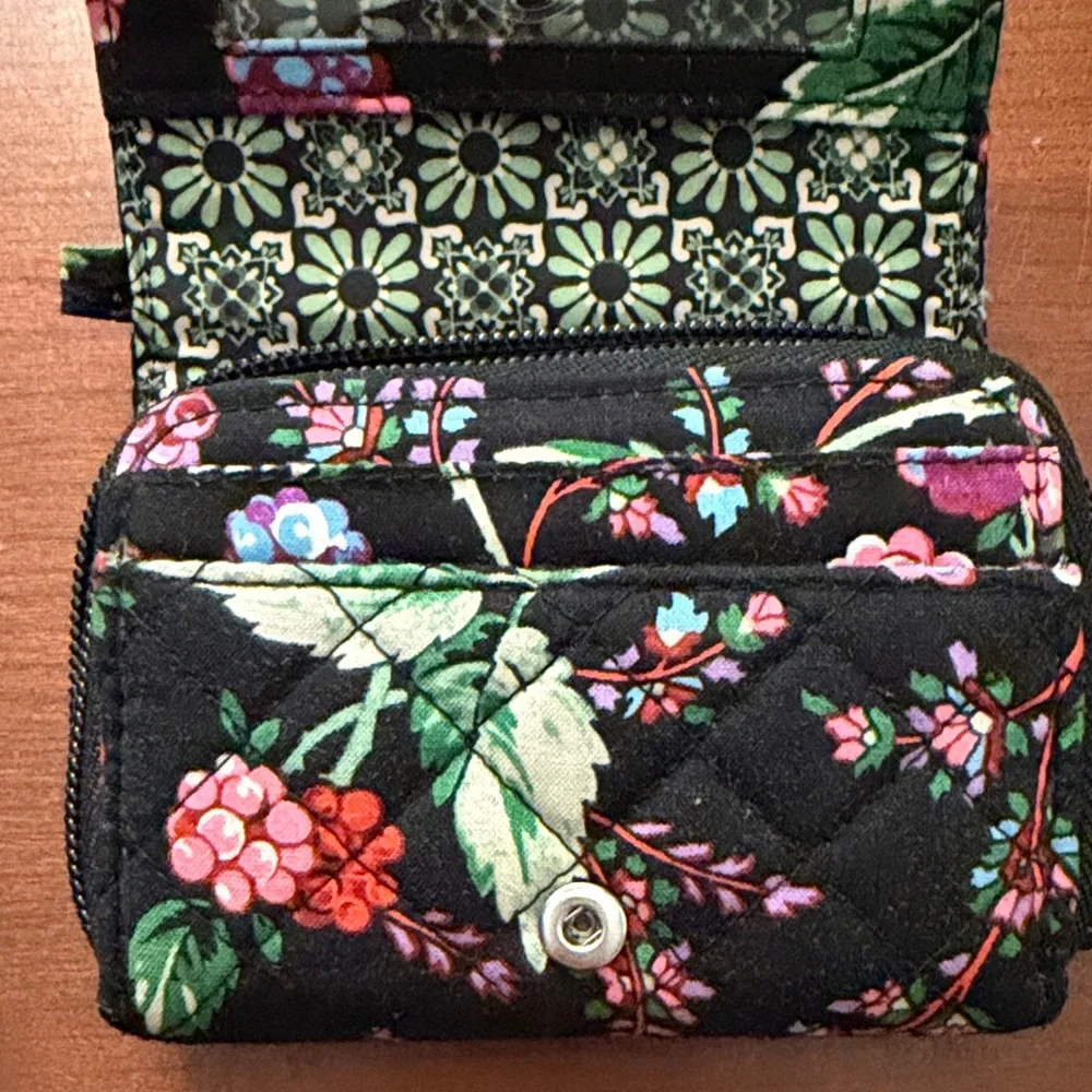Vera Bradley Black and Pink Floral Wallet - Picture 3 of 6
